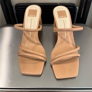 Dolce Vita Women's Tan Strappy Square-Toe Heeled Sandals